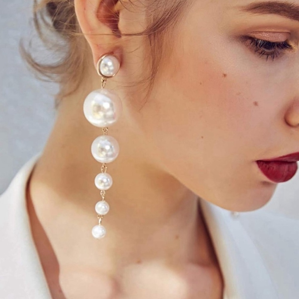 Elegant Pearl Drop Earrings - Picture 6 of 16
